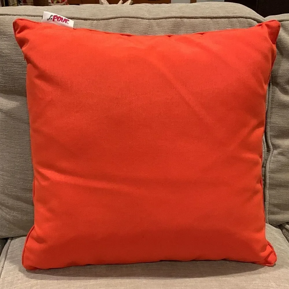 Square Orange Outdoor Indoor Accent Throw Pillow 18” Square